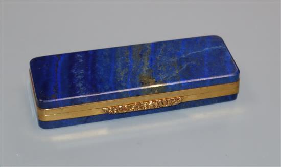 A gold mounted lapis lazuli toothpick box